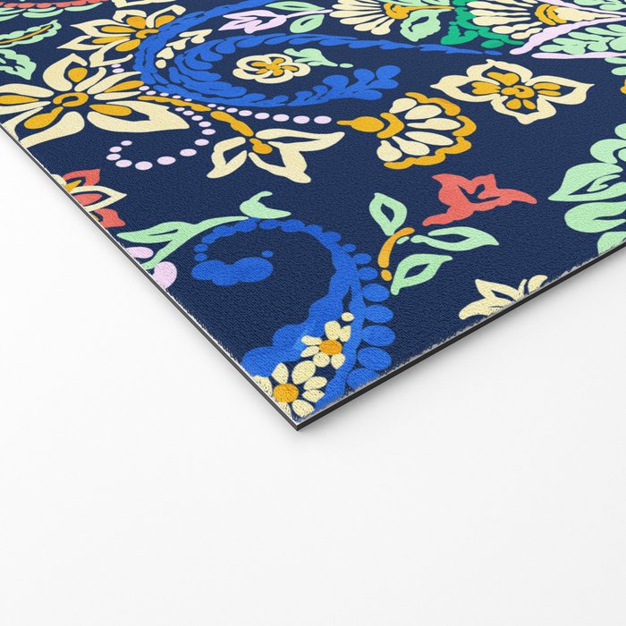 Vibrant paisley print on dark Welcome Mat Gallery Image 2