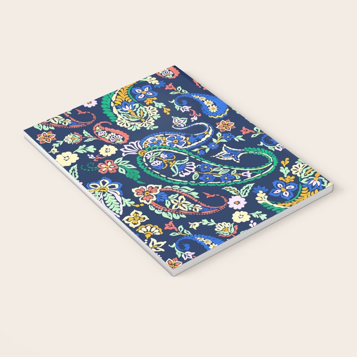 Vibrant paisley print on dark Notebook Gallery Image 3