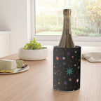 Colorful Starry Night Holiday Pattern on Black Background Wine Chiller Gallery Image 4