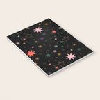 Colorful Starry Night Holiday Pattern on Black Background Notebook Gallery Image 3