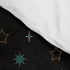 Colorful Starry Night Holiday Pattern on Black Background Comforter Gallery Image 4