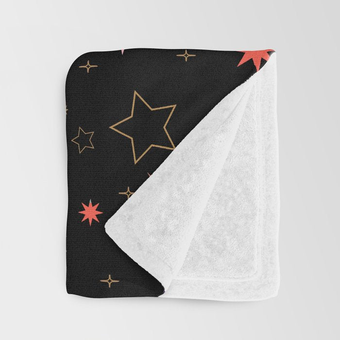 Colorful Starry Night Holiday Pattern on Black Background Throw Blanket Gallery Image 3