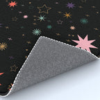 Colorful Starry Night Holiday Pattern on Black Background Rug Gallery Image 4