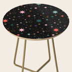 Colorful Starry Night Holiday Pattern on Black Background Side Table Gallery Image 2