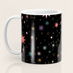 Colorful Starry Night Holiday Pattern on Black Background Coffee Mug Gallery Image 3
