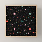 Colorful Starry Night Holiday Pattern on Black Background Mini Art Print Gallery Image 1