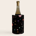 Colorful Starry Night Holiday Pattern on Black Background Wine Chiller Gallery Image 2