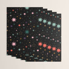 Colorful Starry Night Holiday Pattern on Black Background Wrapping Paper Gallery Image 3