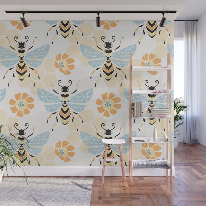 Honey Bee Abstract Pattern Wall Mural Gallery Image 1