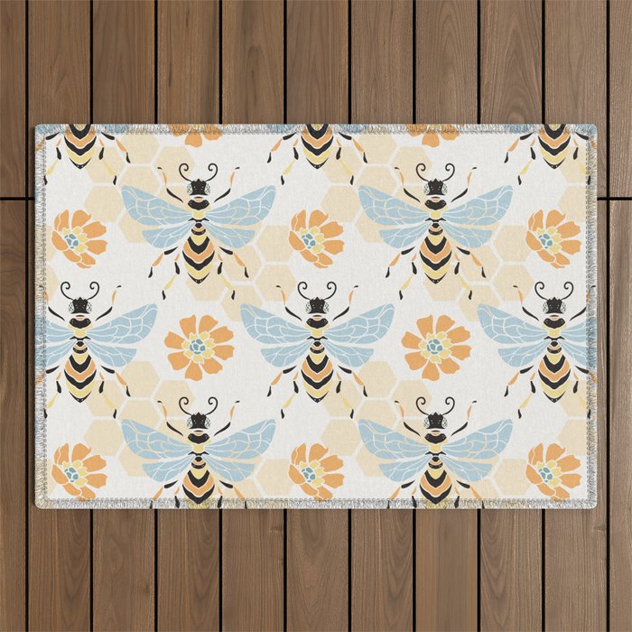 Honey Bee Abstract Pattern Outdoor Rug Gallery Image 1