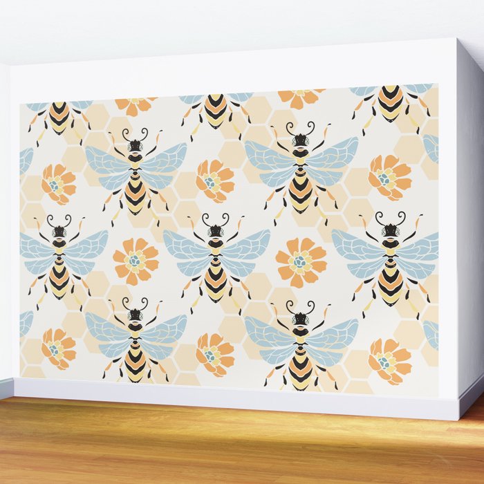 Honey Bee Abstract Pattern Wall Mural Gallery Image 2