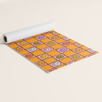 Pink Happy Face Checkered Print Yoga Mat Gallery Image 2