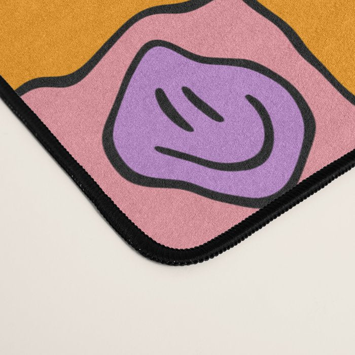 Pink Happy Face Checkered Print Desk Mat Gallery Image 4
