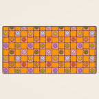 Pink Happy Face Checkered Print Desk Mat Gallery Image 3