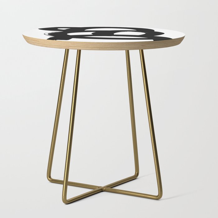 Black & White Minimalist Abstract Mid century Ink Art Dark Brush Strokes Side Table Gallery Image 1