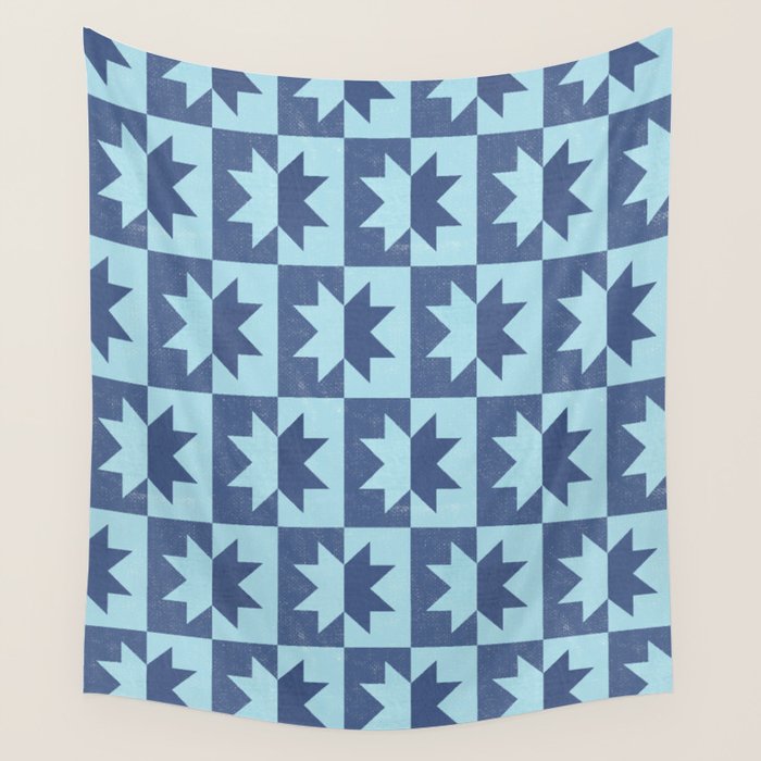 Holiday Contrast: Blue Bethlehem Star Delight Wall Tapestry Gallery Image 4