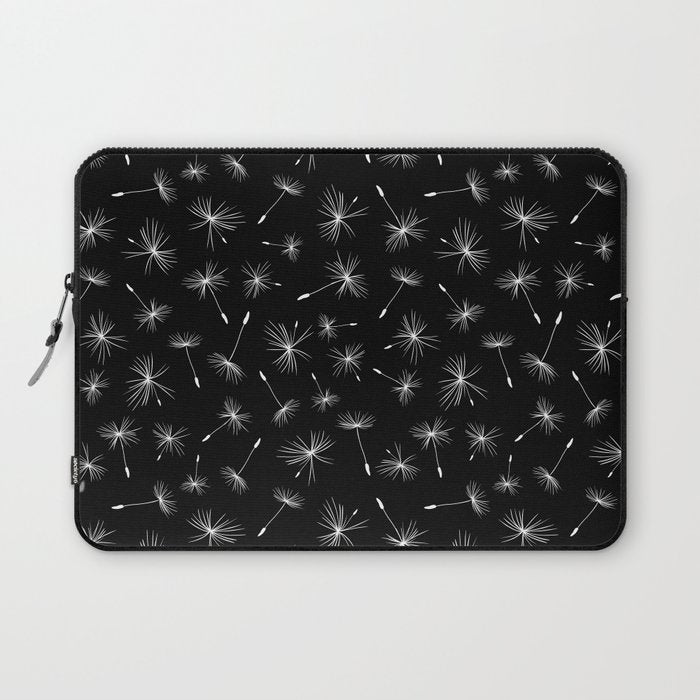 Flying Dandelions Black White Laptop Sleeve Gallery Image 1