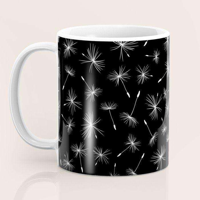 Flying Dandelions Black White Coffee Mug Gallery Image 3