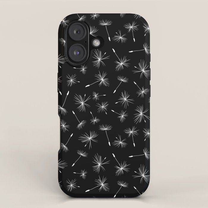 Flying Dandelions Black White iPhone Case Gallery Image 1