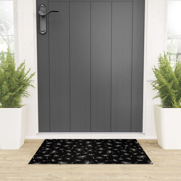 Flying Dandelions Black White Welcome Mat Gallery Image 3