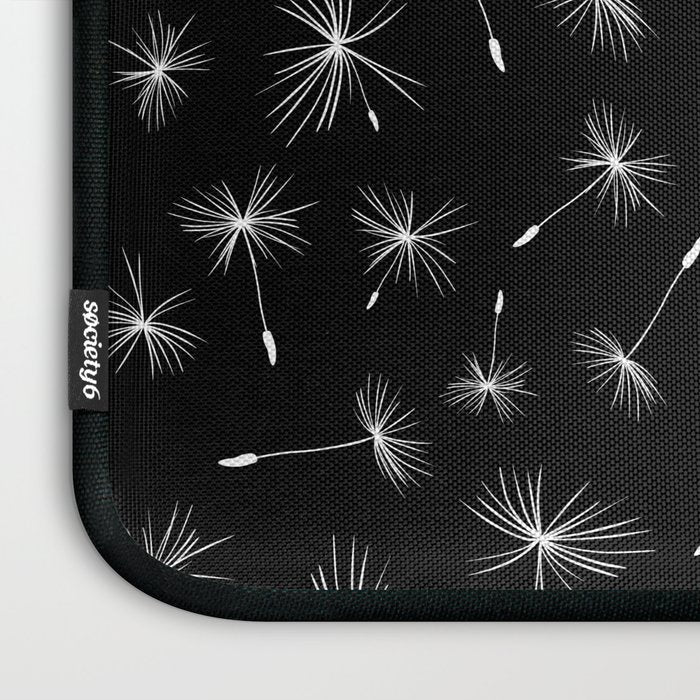 Flying Dandelions Black White Laptop Sleeve Gallery Image 3