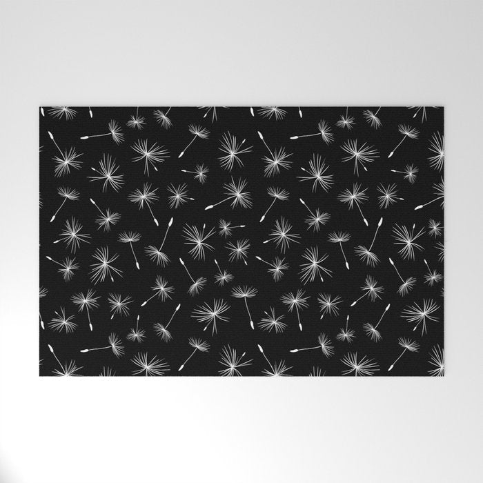 Flying Dandelions Black White Welcome Mat Gallery Image 1