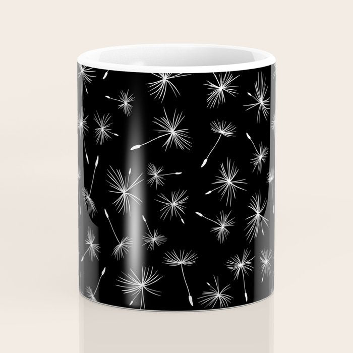 Flying Dandelions Black White Coffee Mug Gallery Image 4