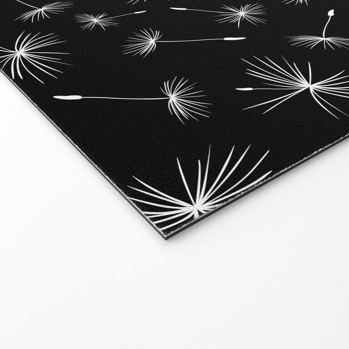 Flying Dandelions Black White Welcome Mat Gallery Image 2