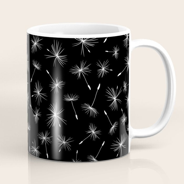 Flying Dandelions Black White Coffee Mug Gallery Image 1