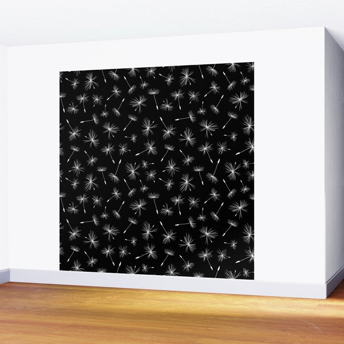 Flying Dandelions Black White Wall Mural Gallery Image 2