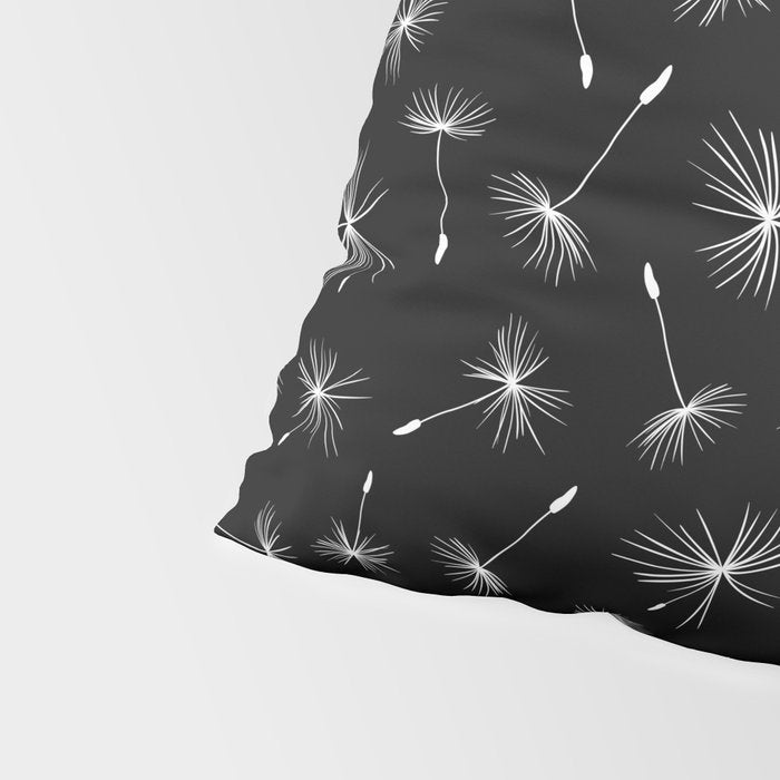 Flying Dandelions Black White Pillow Sham Gallery Image 4