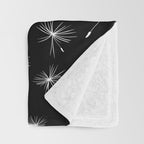Flying Dandelions Black White Throw Blanket Gallery Image 3