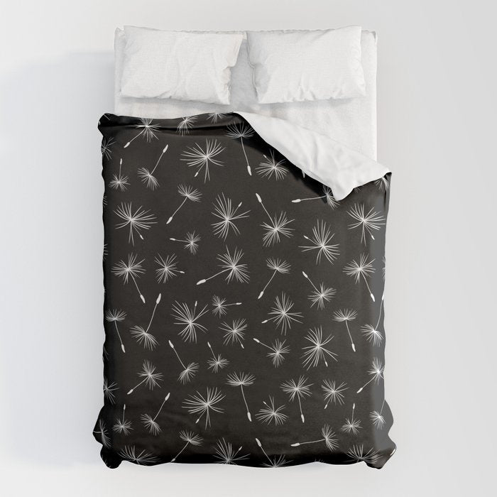 Flying Dandelions Black White Duvet Cover Gallery Image 1