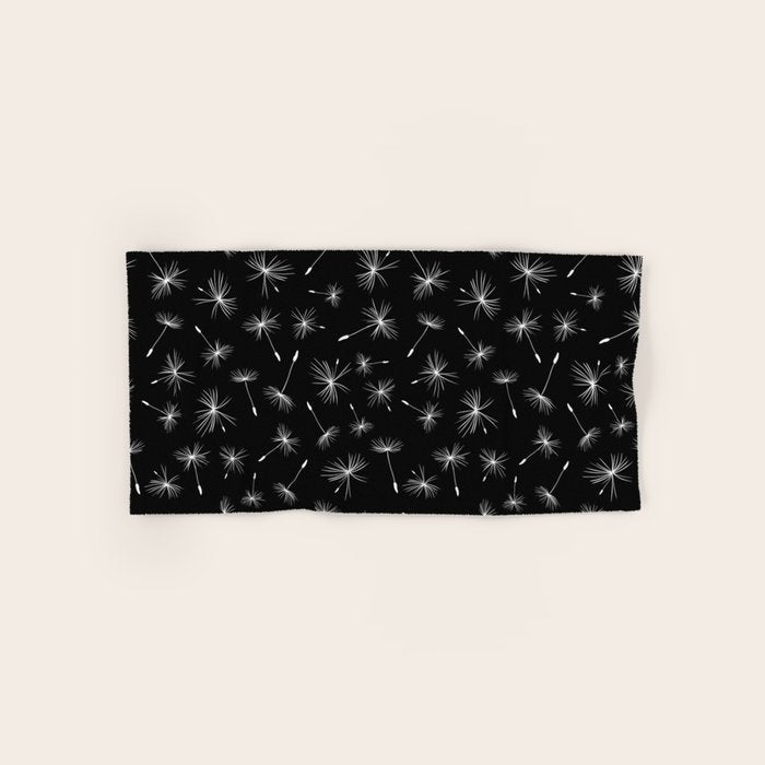 Flying Dandelions Black White Bath Towel Gallery Image 1