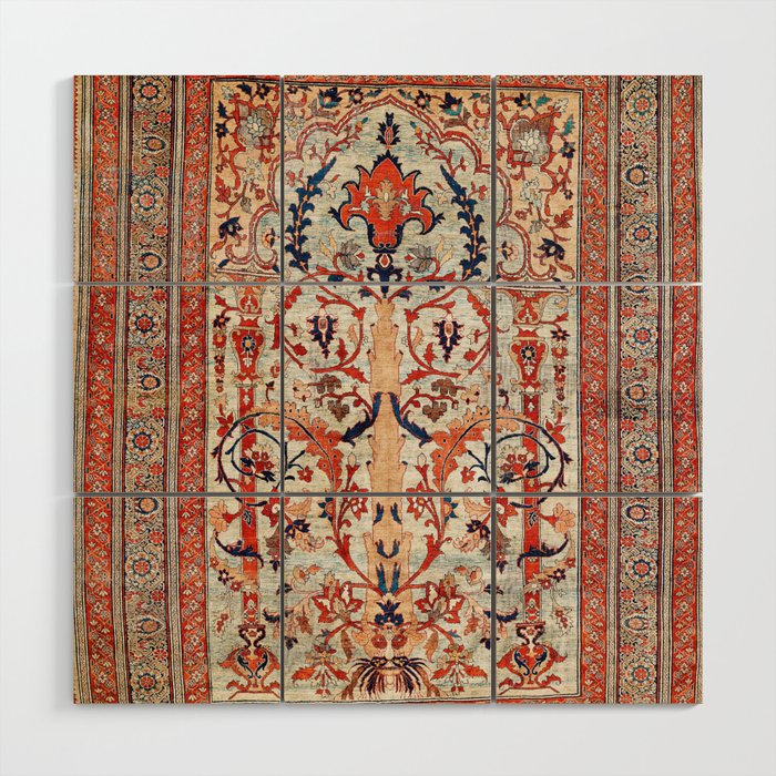 Tabriz Azerbaijan Northwest Persian Silk Rug Print Wood Wall Art Gallery Image 1