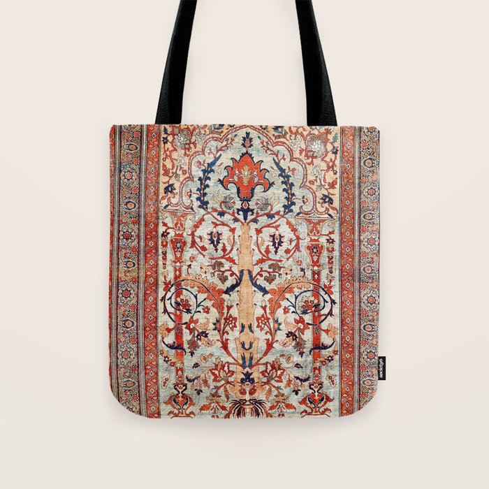 Tabriz Azerbaijan Northwest Persian Silk Rug Print Tote Bag Gallery Image 1