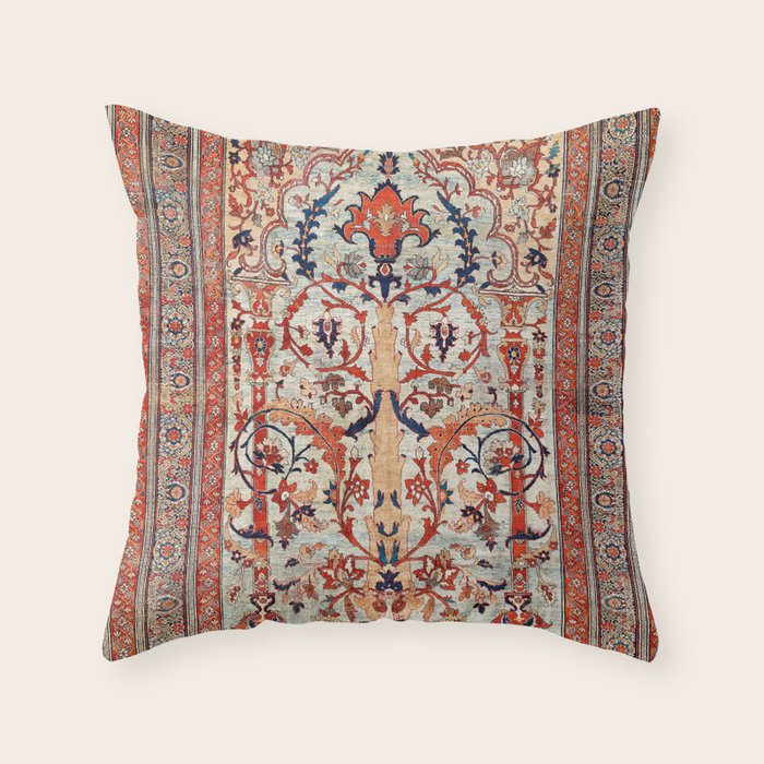 Tabriz Azerbaijan Northwest Persian Silk Rug Print Throw Pillow Gallery Image 6