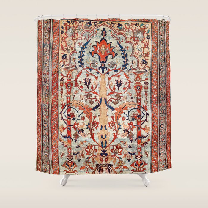 Tabriz Azerbaijan Northwest Persian Silk Rug Print Shower Curtain Gallery Image 1