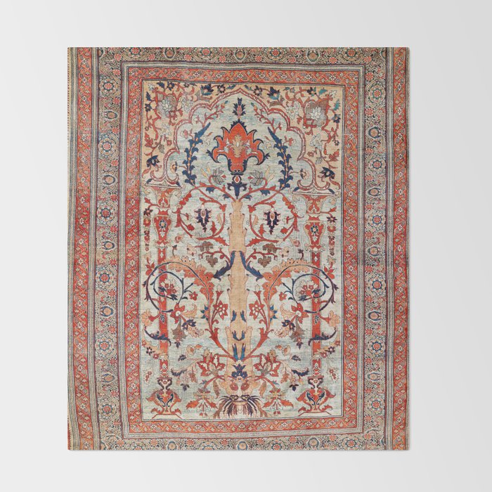 Tabriz Azerbaijan Northwest Persian Silk Rug Print Throw Blanket Gallery Image 2