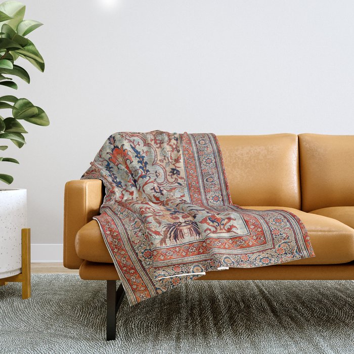 Tabriz Azerbaijan Northwest Persian Silk Rug Print Throw Blanket Gallery Image 1