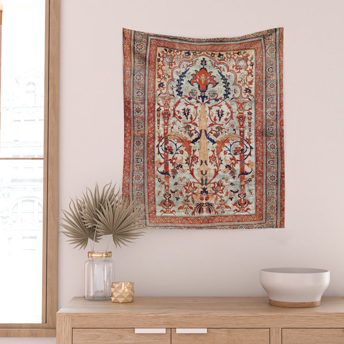 Tabriz Azerbaijan Northwest Persian Silk Rug Print Wall Tapestry Gallery Image 2