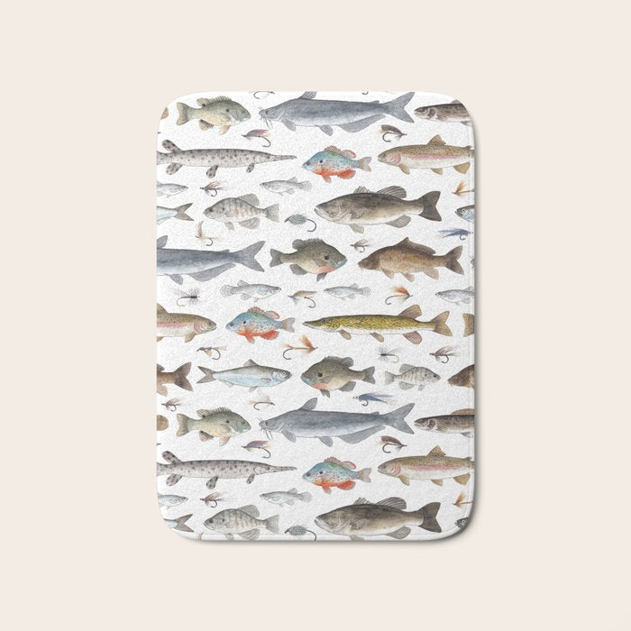 Freshwater Fish with Flies Bath Mat Gallery Image 1