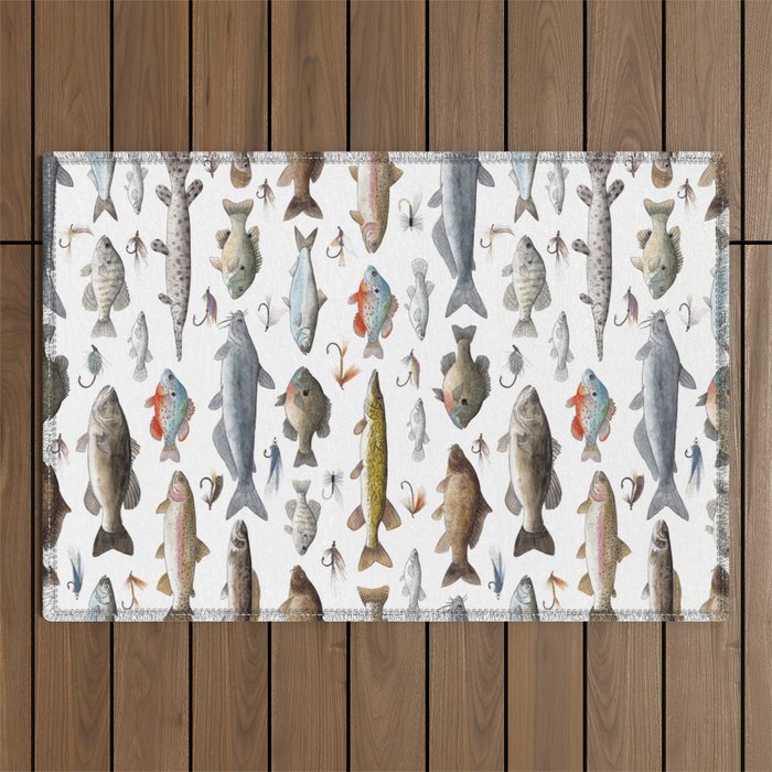 Freshwater Fish with Flies Outdoor Rug Gallery Image 1