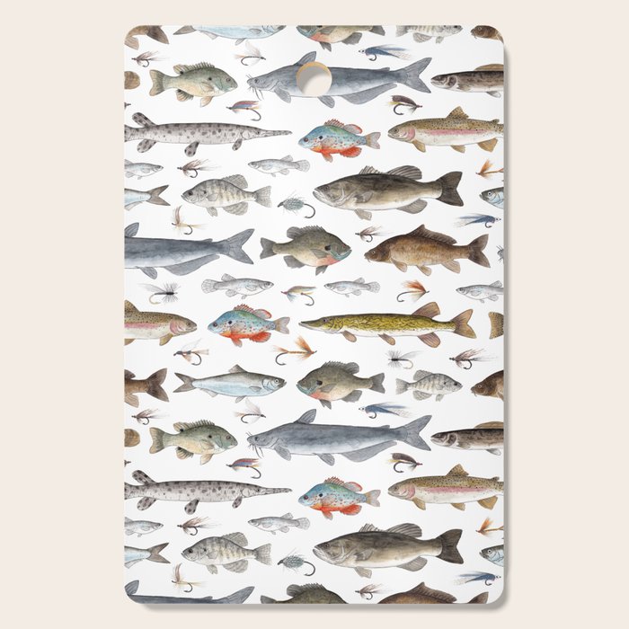 Freshwater Fish with Flies Cutting Board Gallery Image 1