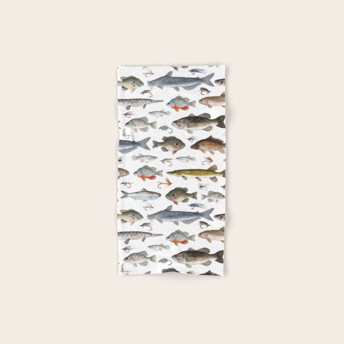 Freshwater Fish with Flies Bath Towel Gallery Image 1