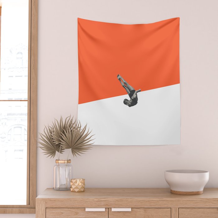 Diver (orange) Wall Tapestry Gallery Image 2