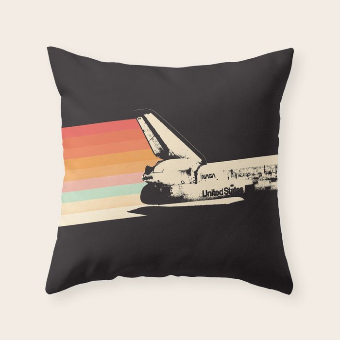 Spaceship - Rainbow Throw Pillow Gallery Image 1