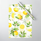 mediterranean summer lemon branches on white Wrapping Paper Gallery Image 1