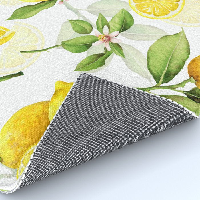 mediterranean summer lemon branches on white Rug Gallery Image 4