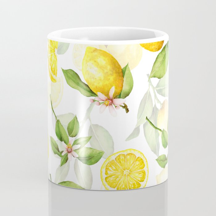 mediterranean summer lemon branches on white Coffee Mug Gallery Image 4